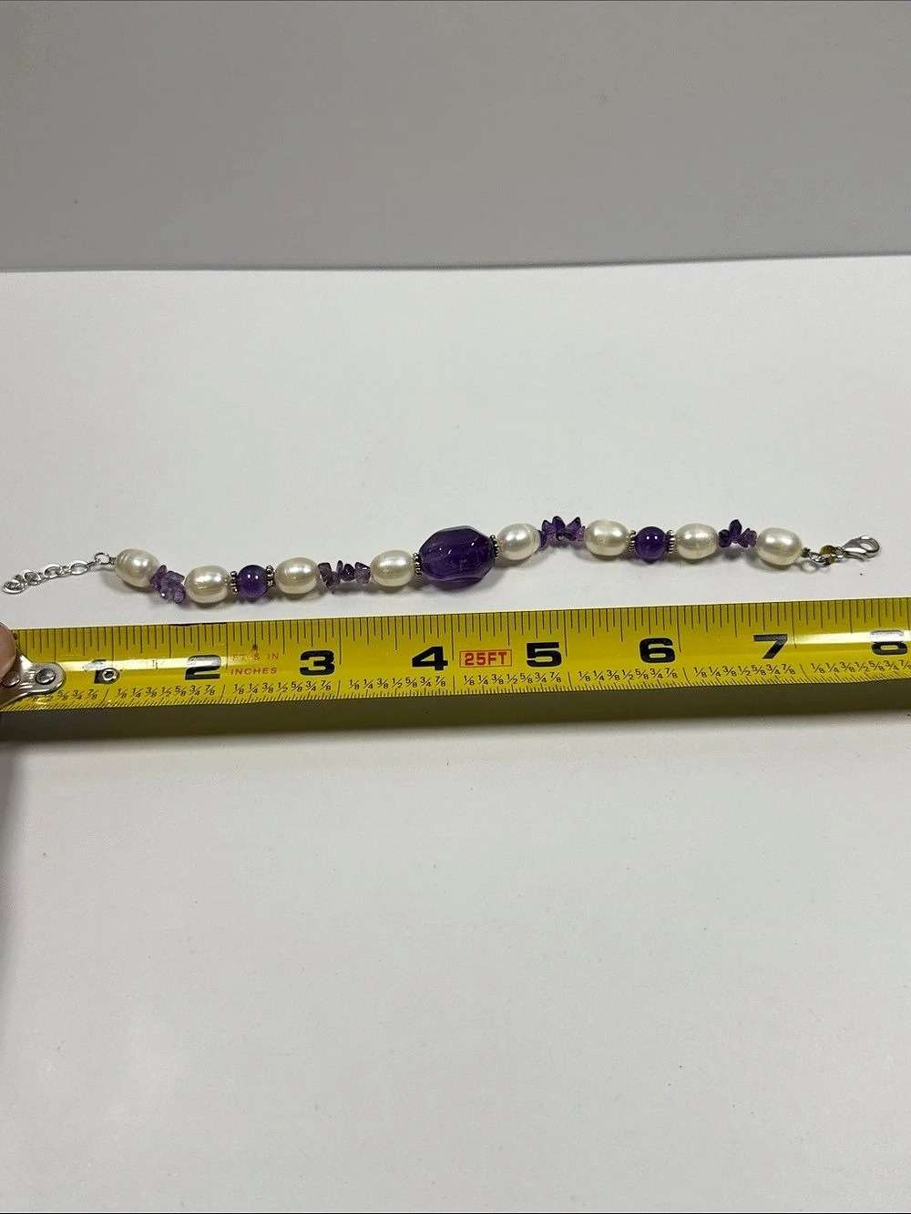 Ross-Simons Freshwater Pearl and Amethyst Sterling Silver Bracelet Purple 8 inch